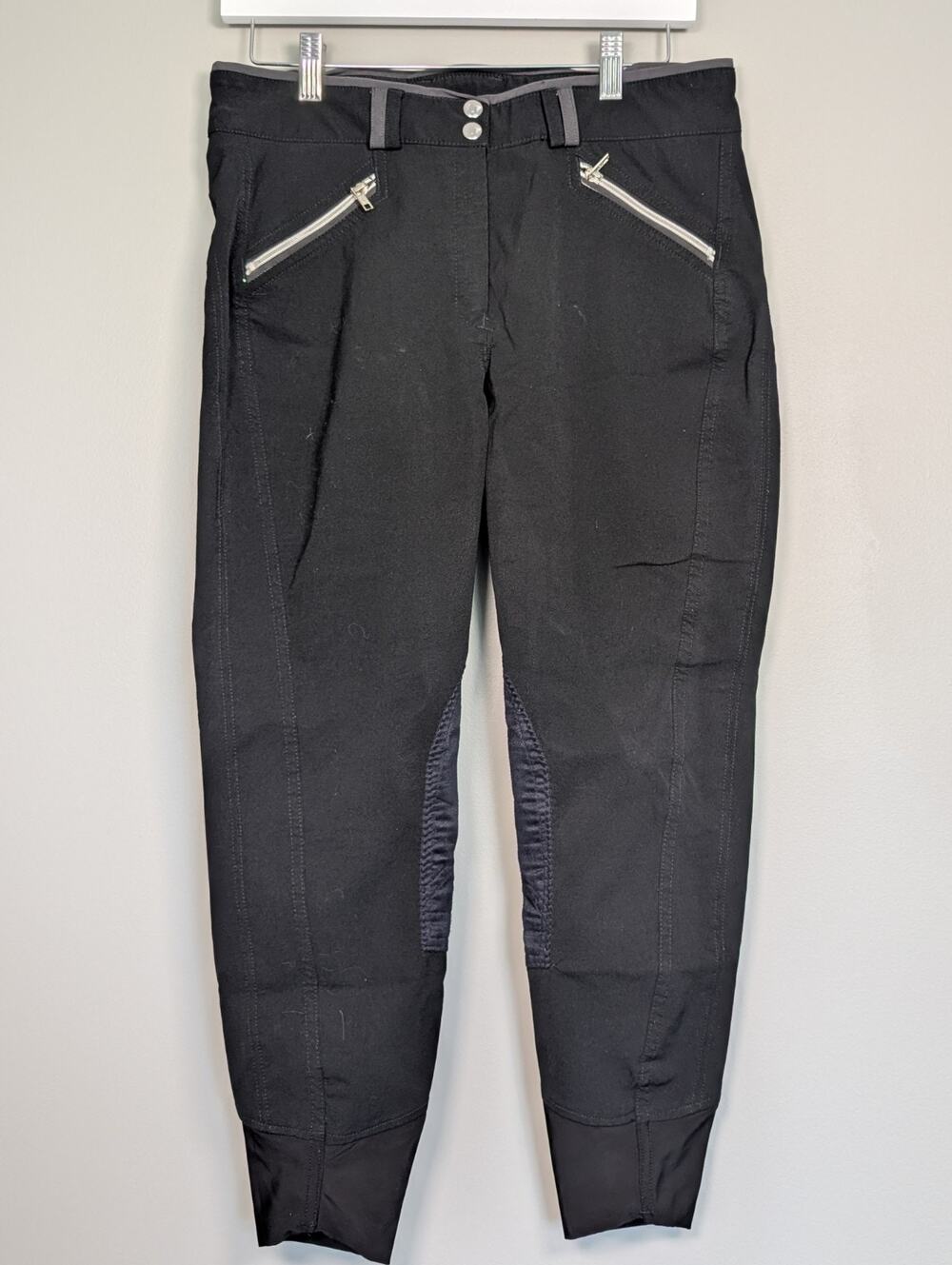Equestrian Riding Pants Coolmax Nylon Black Zip Pockets Size 30